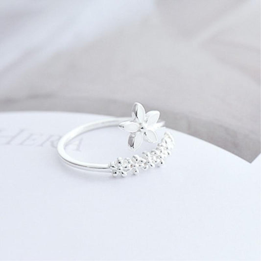 Adjustable 925 Silver And Hand Painted Enamel Wildflower Ring