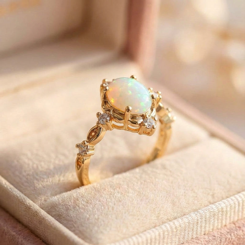 Handcrafted Gold Opal Gemstone Ring