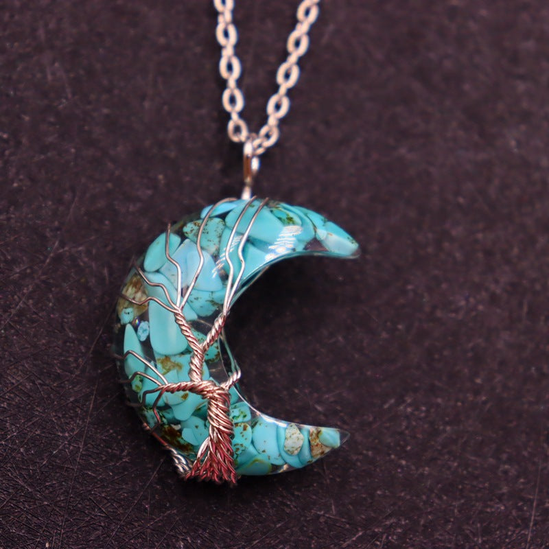 Handmade Turquoise Moon Necklace