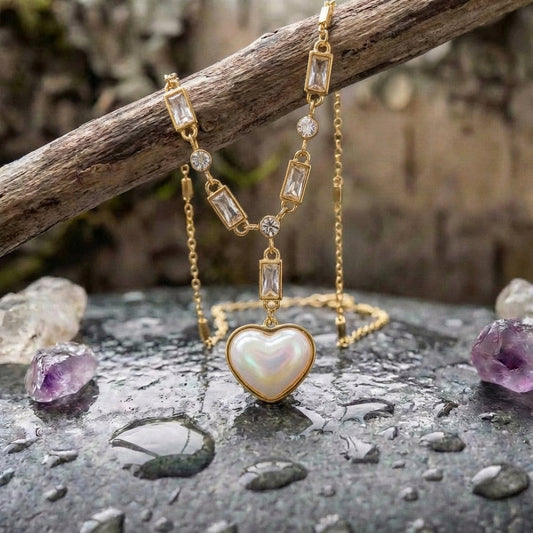Heart Dazzling Pearl Gold Necklace