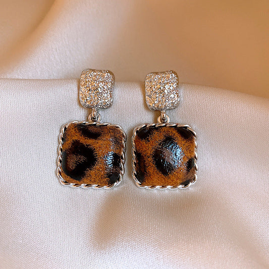 Leopard Print Drop Earrings