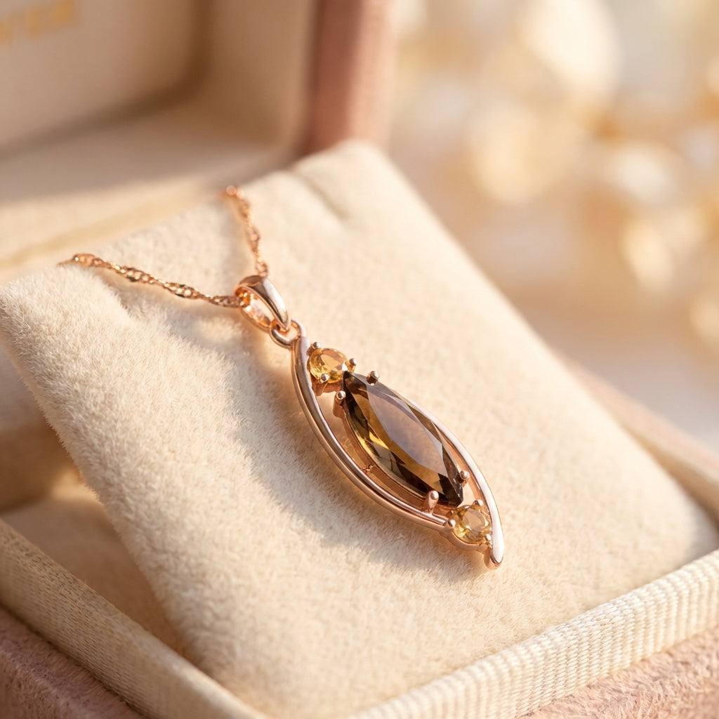 Light Brown Crystal Pendant Necklace