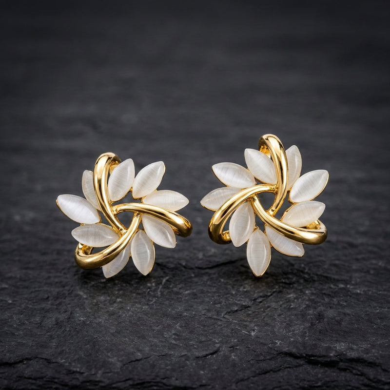 Luxury White Opal Earrings In Gold