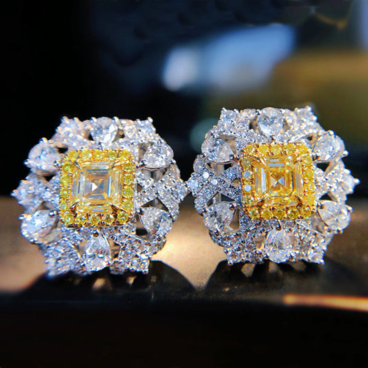 Luxury Yellow Diamond Earrings