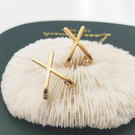Minimalist Gold Cross Earrings