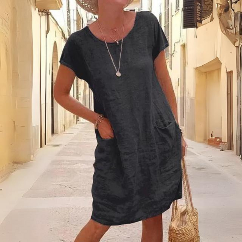 LD | Elegante jurk voor vrouwen met ronde halslijn