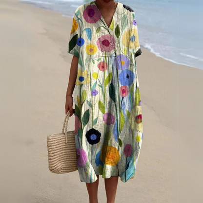 LD Midi-jurk met bohemien bloemenpatroon