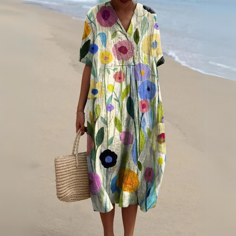 LD Midi-jurk met bohemien bloemenpatroon