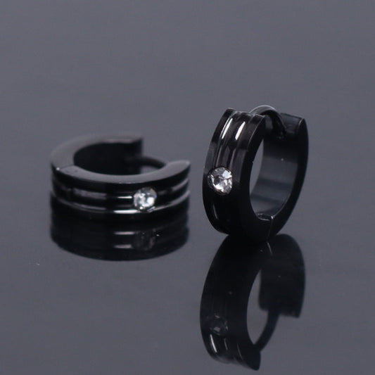 Modern Black Huggie Earrings