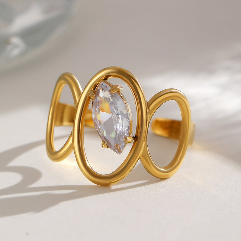 Modern Crystal Gold Ring