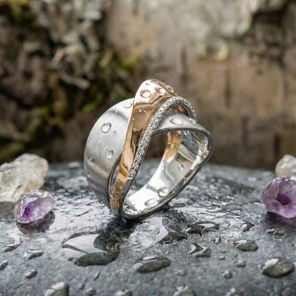 Modern Cz Crossover Ring