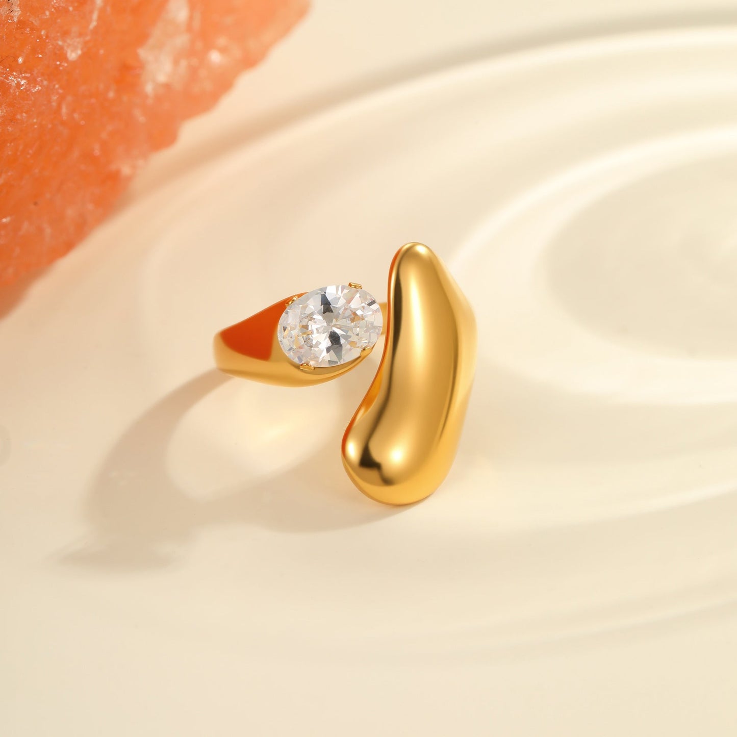 Modern Gold Crystal Ring