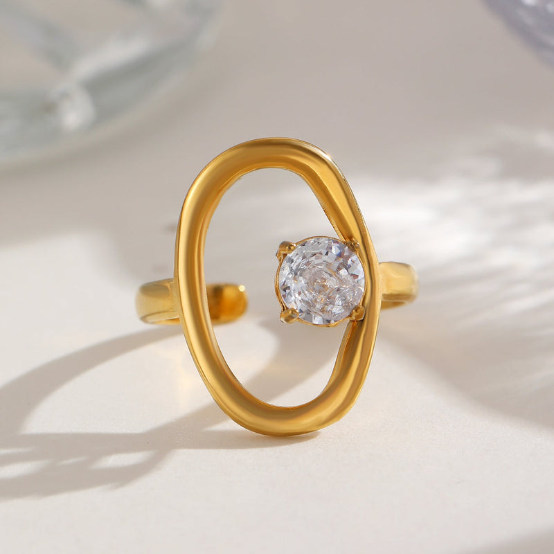 Modern Gold Crystal Ring