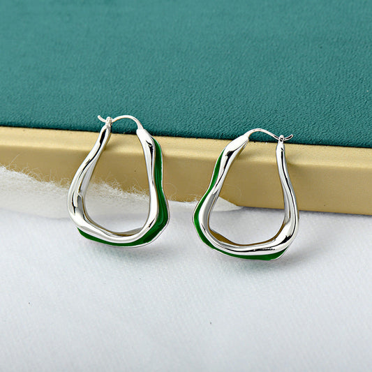 Modern Green Hoop Earrings