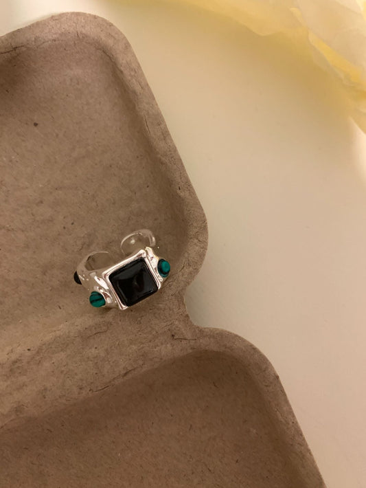 Modern Onyx Turquoise Ring