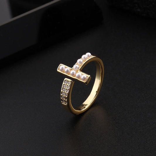 Modern Pearl Gold Ring