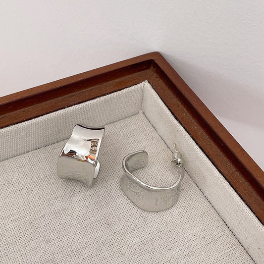 Modern Silver Cuff Earrings