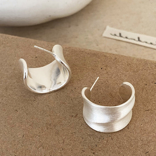 Modern Silver Cuff Earrings