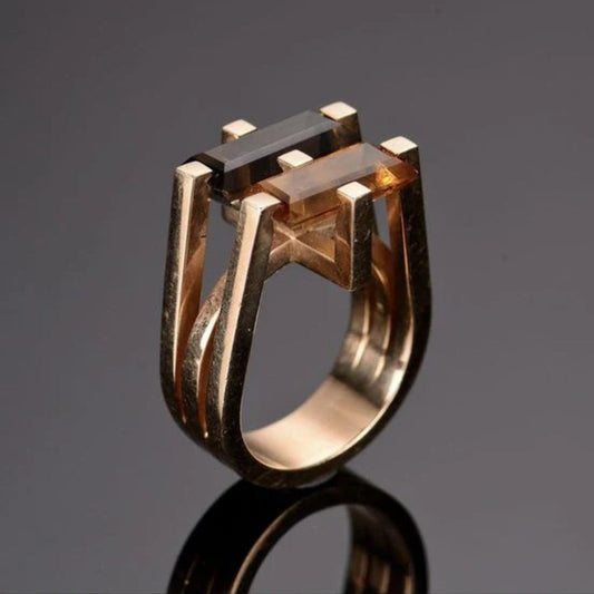 Orange Crystal Form Ring