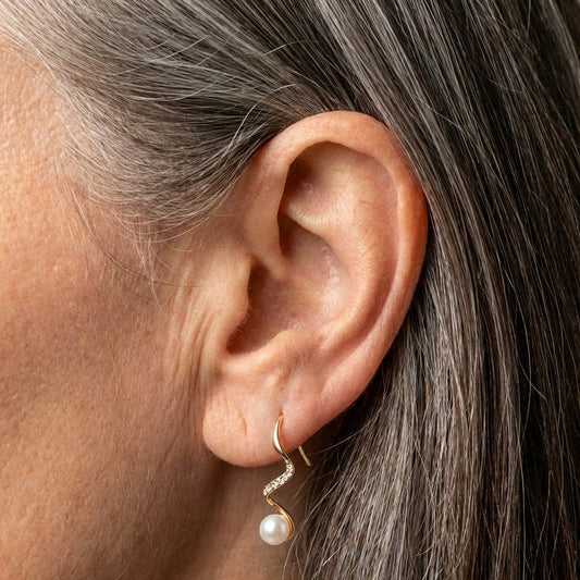 A Natural Pearl Necklace + Earrings Set