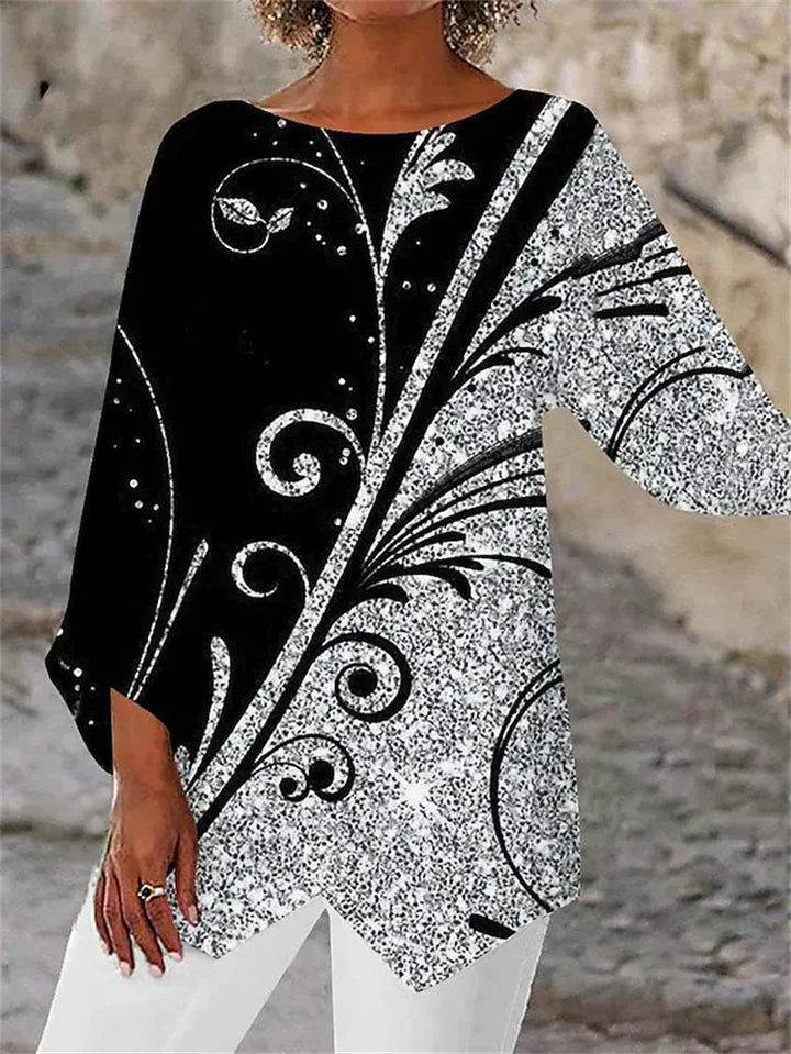 LD | Stijlvolle blouse met geometrische print en lange mouwen