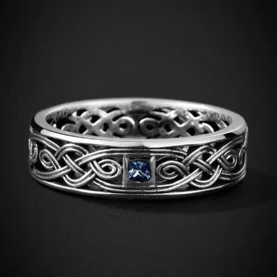 Hollow Blue Crystalline Silver Ring