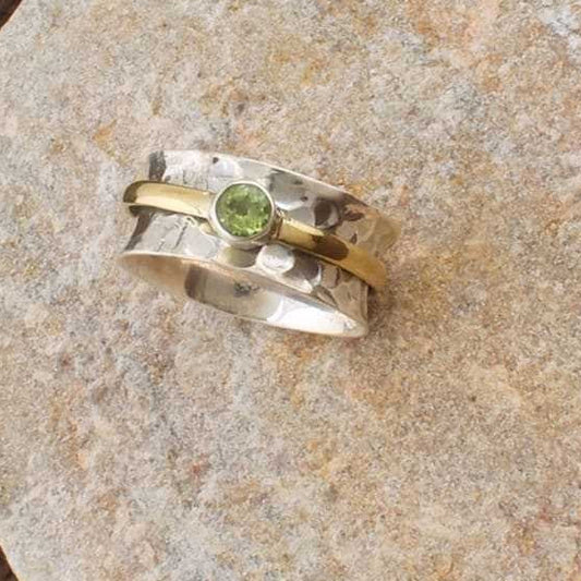 Gold & Silver Inlaid Stone Ring