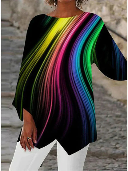 LD | Stijlvolle blouse met geometrische print en lange mouwen