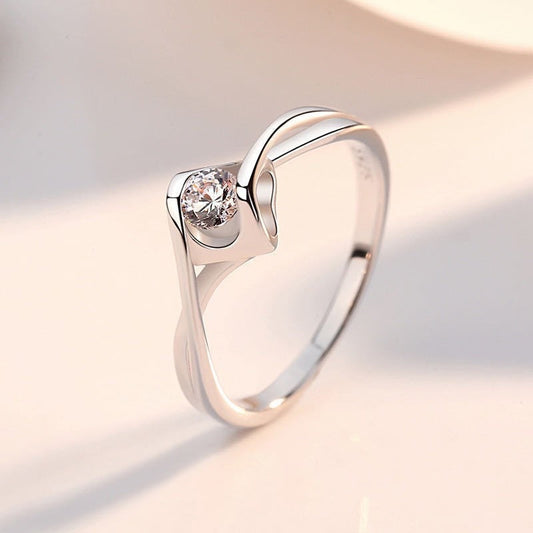 White Zirconia Silver Ring