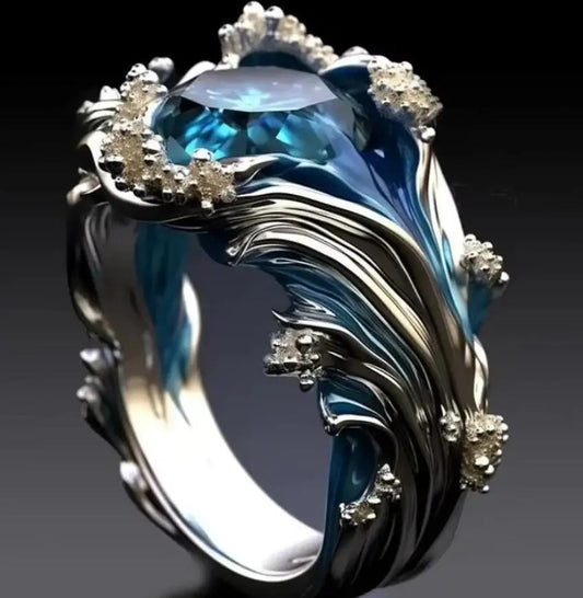 Exotic Rock Glass Gold Ring