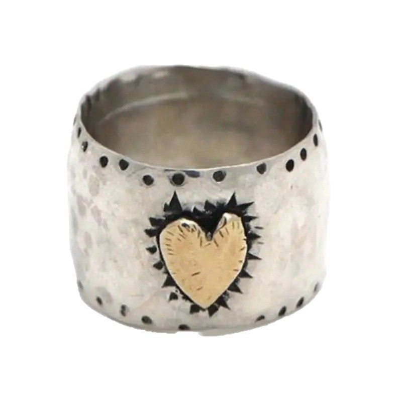 Elegant Heart Ring With Gold Accent
