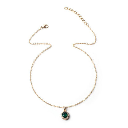 Elegant Emerald Halo Pendant Necklace