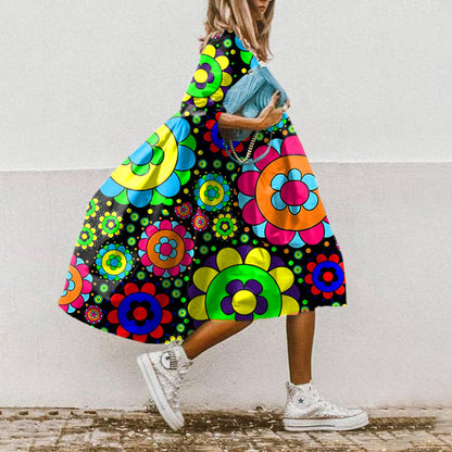 LD | Bedrukte A-lijn midi-jurk