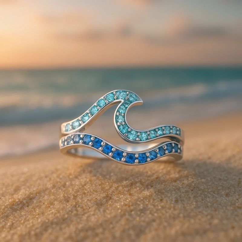 Ocean Wave Crystal Ring