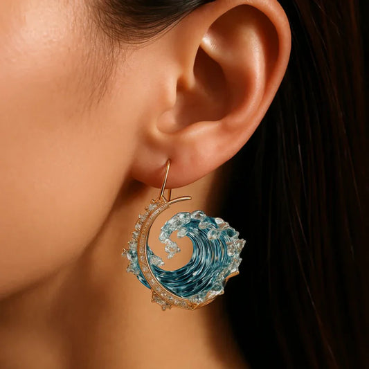 Ocean Wave Enamel Earrings