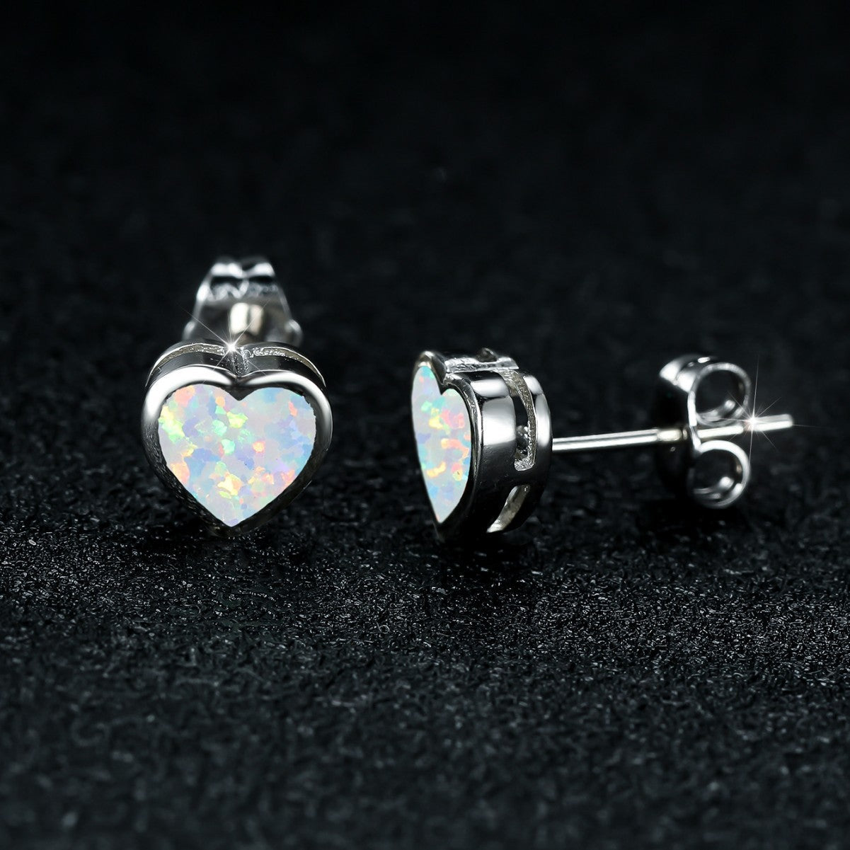 Opal Heart Earrings