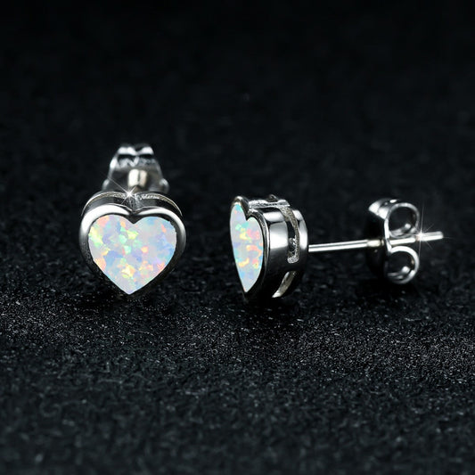 Opal Heart Earrings