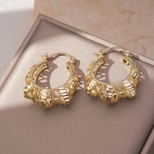 Ornate Gold Hoop Earrings
