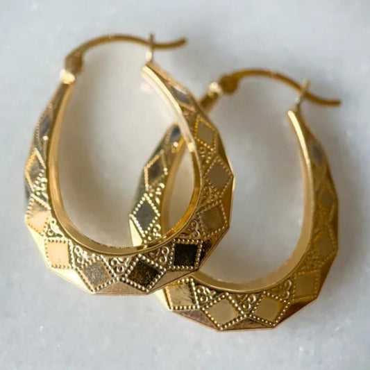 Ornate Gold Hoop Earrings