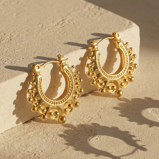 Ornate Gold Hoop Earrings