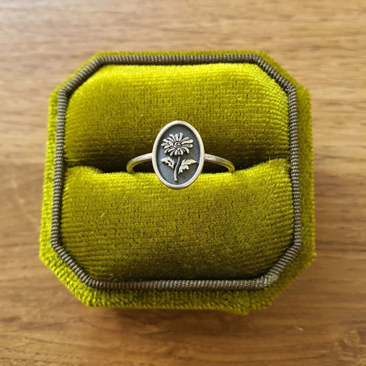 Silvered Rose Flower Ring
