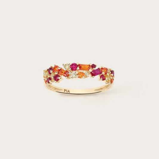 Red Inlaid Crystalline Ring
