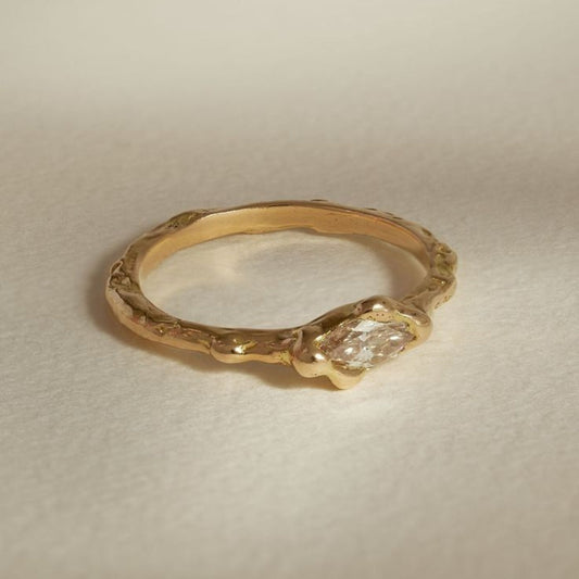 White Golden Forged Ring
