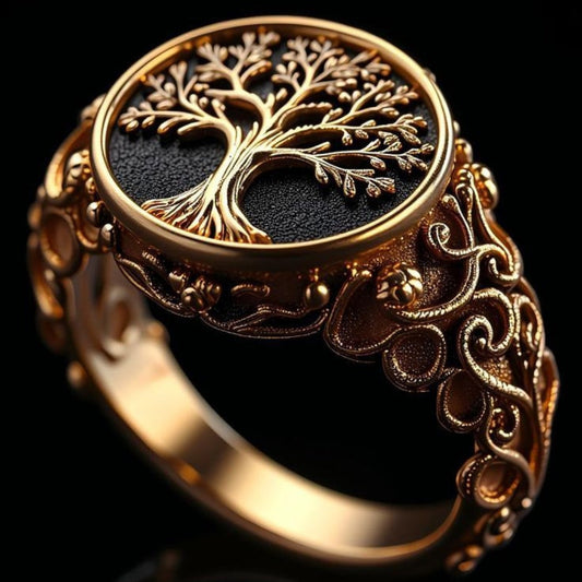 Exotic Tree Of Life Gold Ring