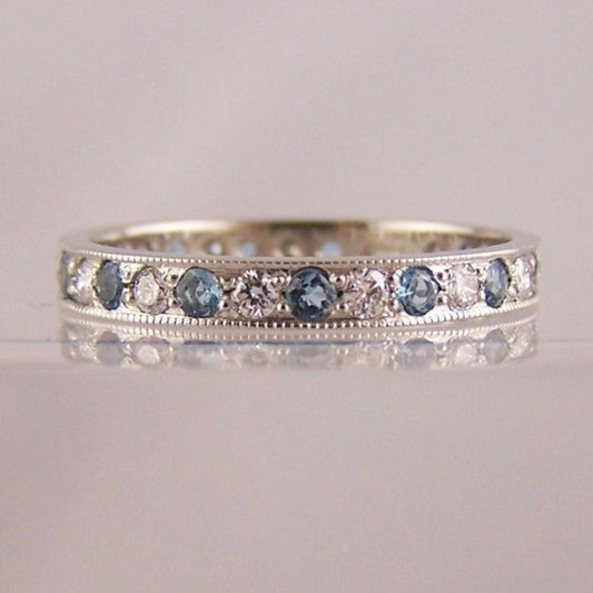 Vintage Blue Inlaid Stones Ring