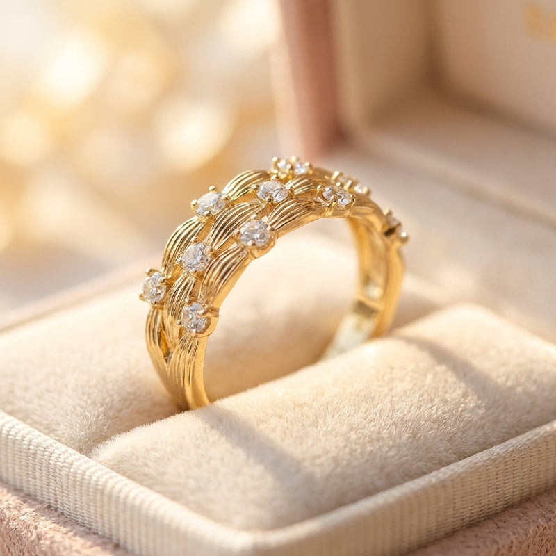 Paved Dazzling Gold Ring