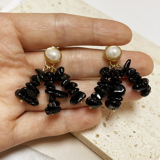 Pearl Black Onyx Earrings