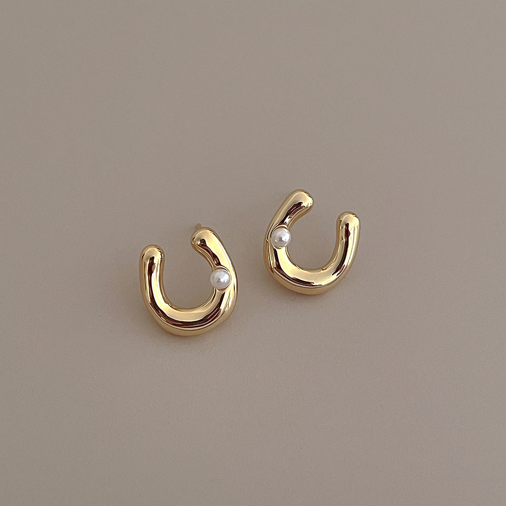 Pearl Gold Hoop Earrings