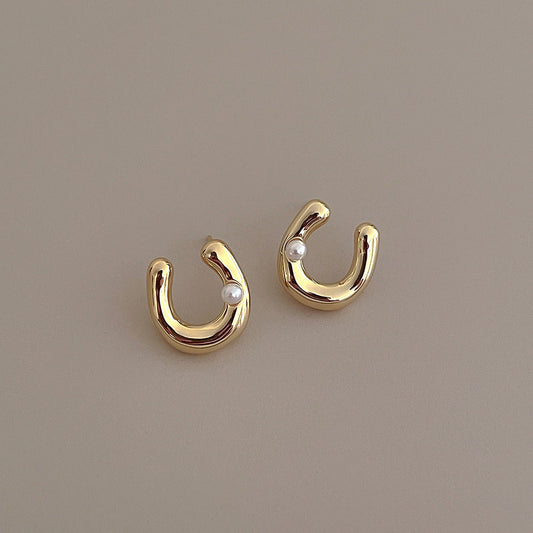 Pearl Gold Hoop Earrings