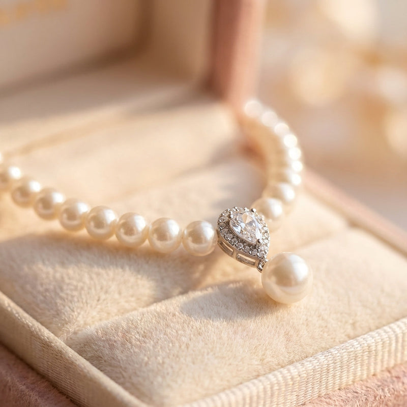 Pearl Zircon Pendant Water Drop Necklace